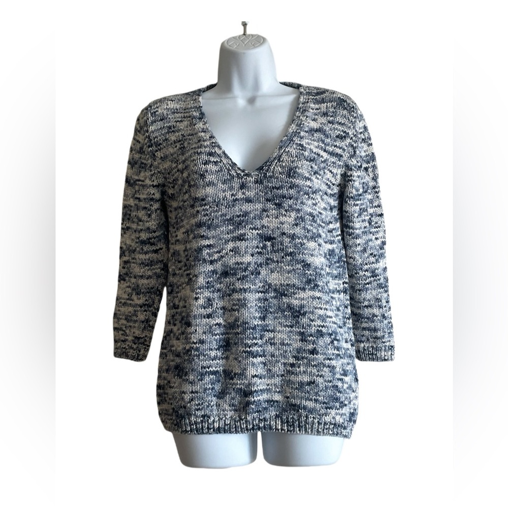 Massimo Dutti Melange Knit Pullover V-Neck Sweater